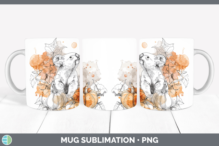 Safari Splash Halloween Koala Mug Wrap Sublimation Coffee Cu