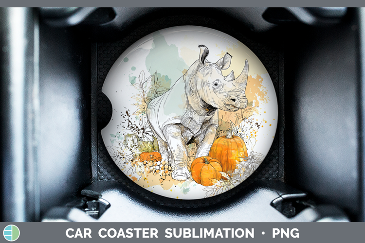 Safari Splash Halloween Rhino Car Coaster Sublimation Desig