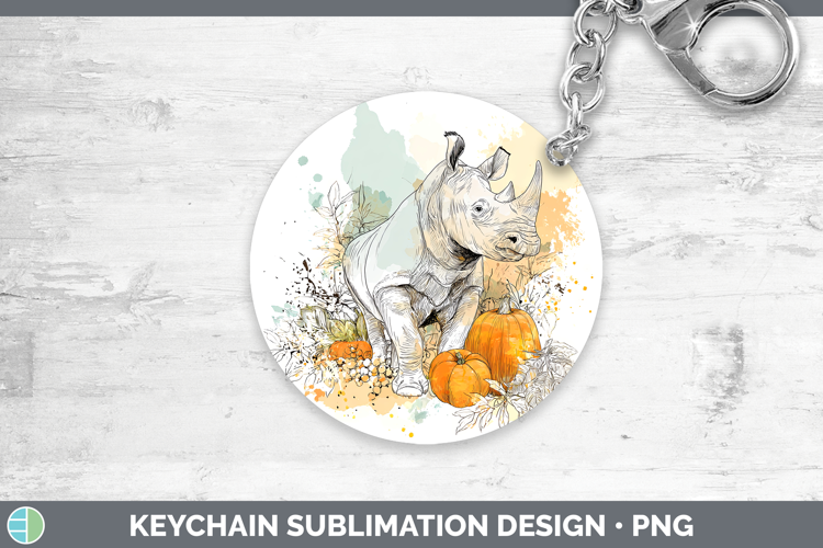 Safari Splash Halloween Rhino Keychain Sublimation Keyring D