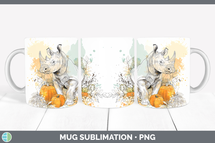 Safari Splash Halloween Rhino Mug Wrap Sublimation Coffee Cu