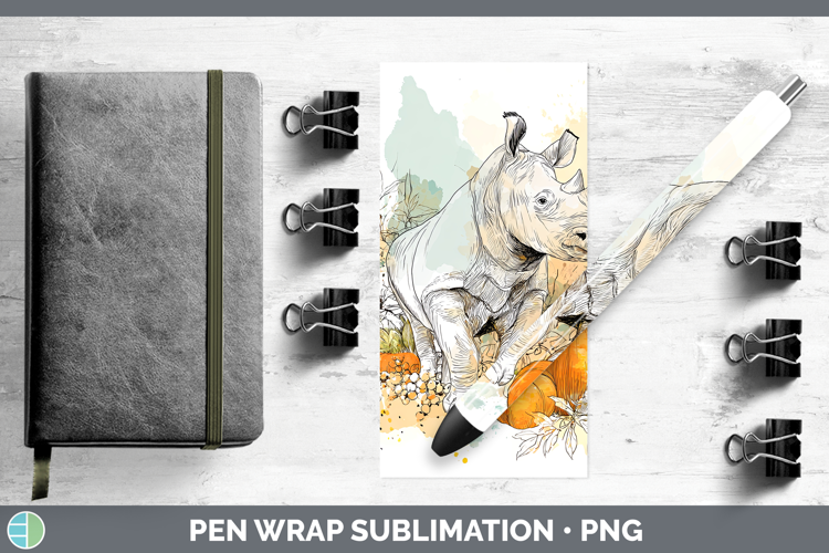 Safari Splash Halloween Rhino Pen Wrap Sublimation Pen Desig