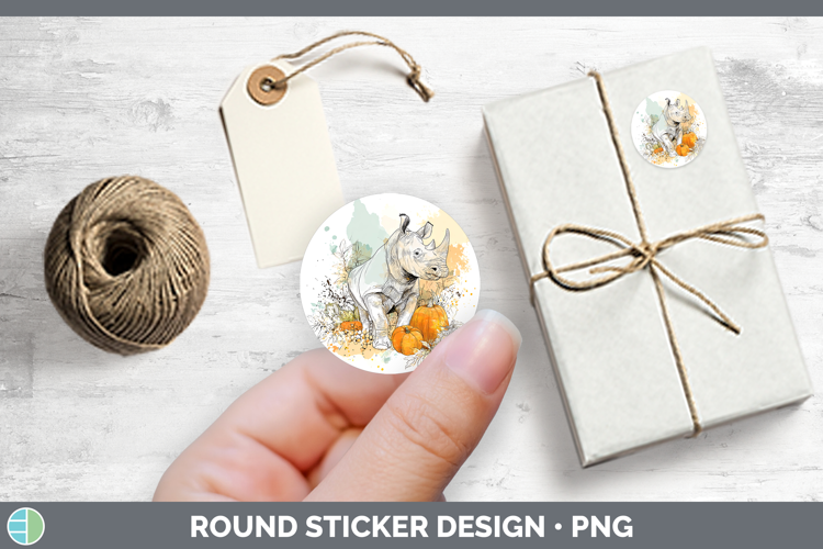 Safari Splash Halloween Rhino Stickers | Round Labels Design