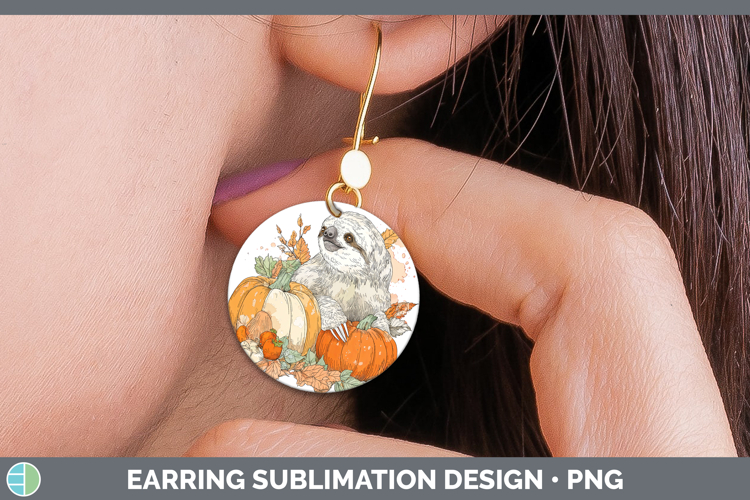Safari Splash Halloween Sloth Round Earrings Sublimation Ear