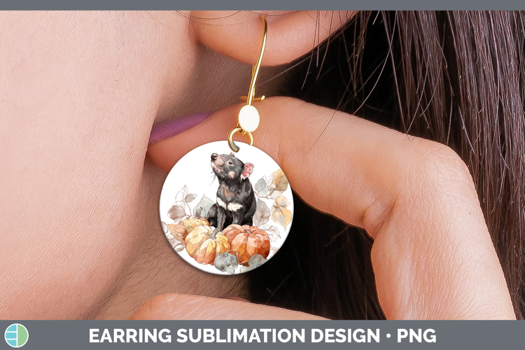 Safari Splash Halloween Tasmanian Devil Round Earrings Subli