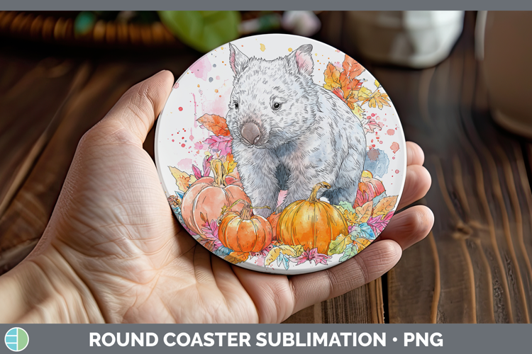 Safari Splash Halloween Wombat Round Coaster Sublimation Coa