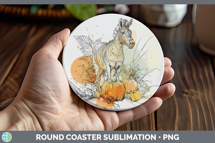 Safari Splash Halloween Zebra Round Coaster Sublimation Coas