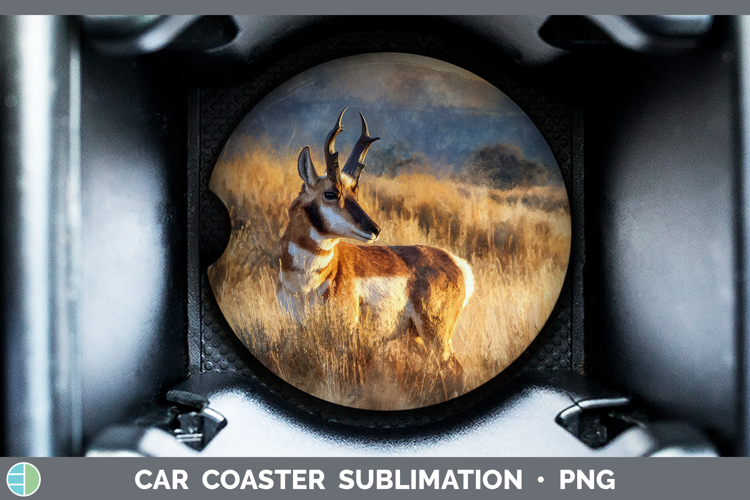 Antelope Safari Sunset Car Coaster Sublimation Design