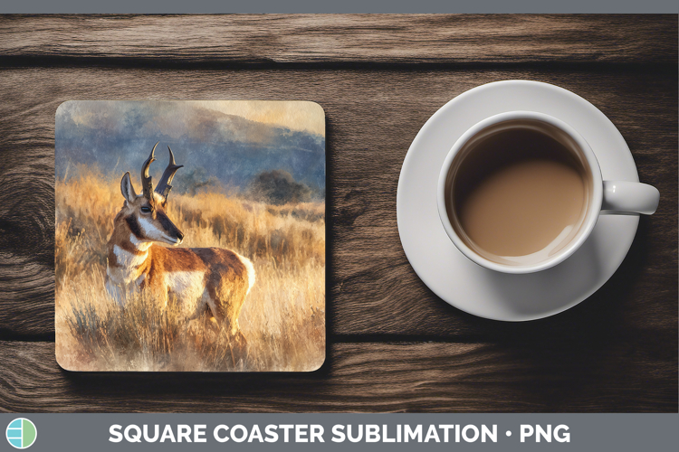 Antelope Safari Sunset Square Coaster Sublimation Design