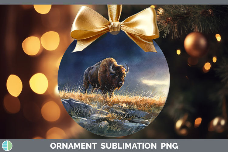 Buffalo Safari Sunset Ornament Sublimation Design