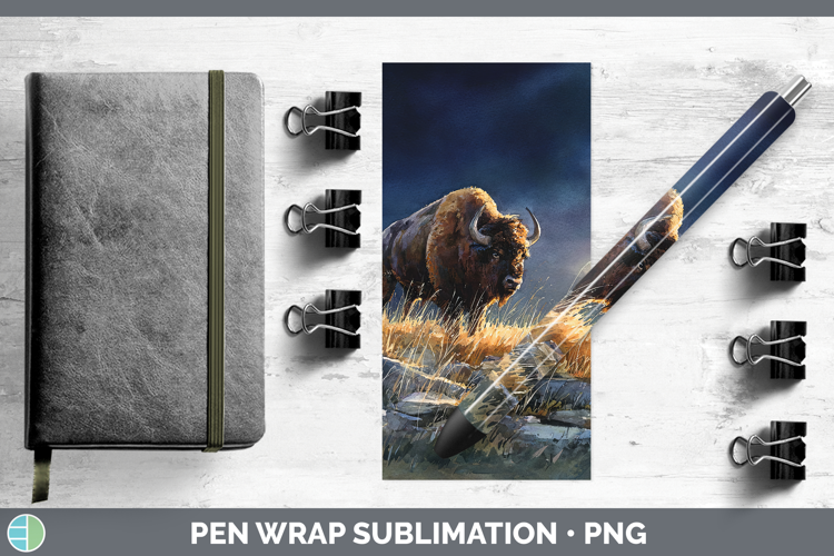 Buffalo Safari Sunset Pen Wrap Sublimation Design