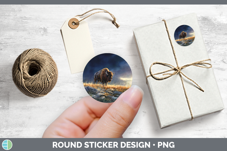 Buffalo Safari Sunset Stickers Design