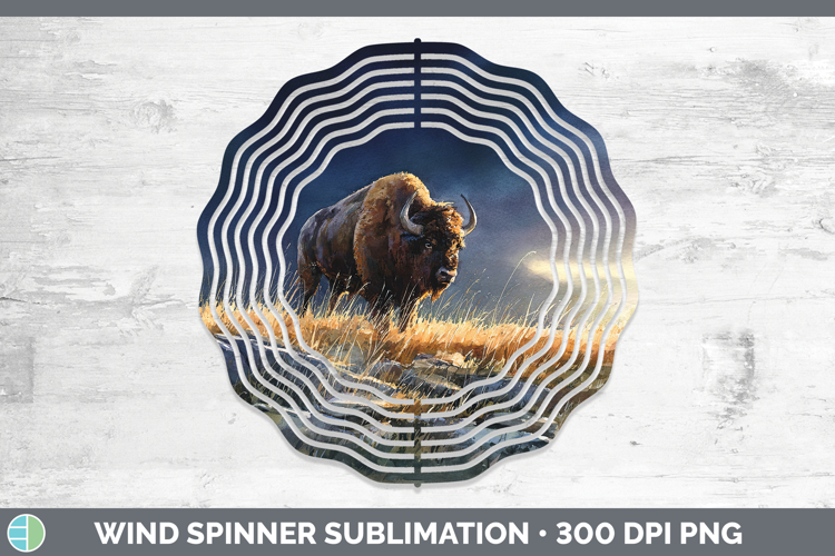 Buffalo Safari Sunset Wind Spinner Sublimation Design