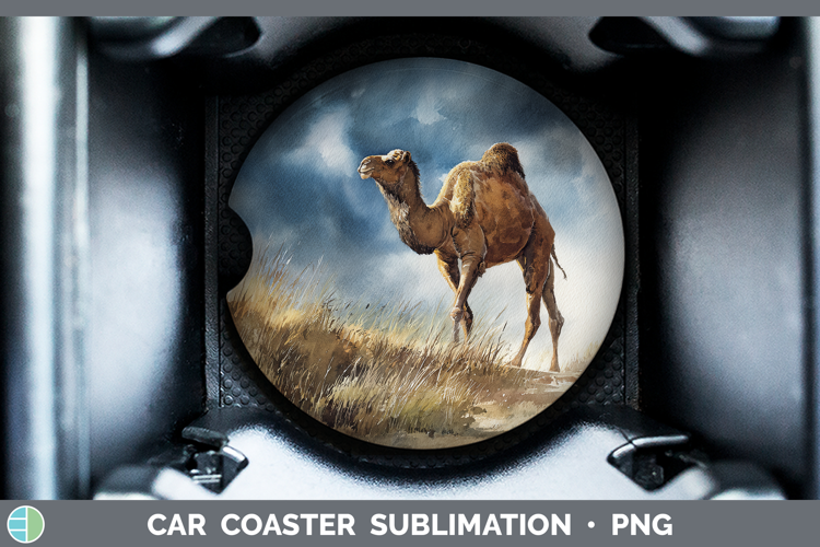 Camel Safari Sunset Car Coaster Sublimation Design