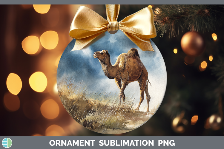 Camel Safari Sunset Ornament Sublimation Design
