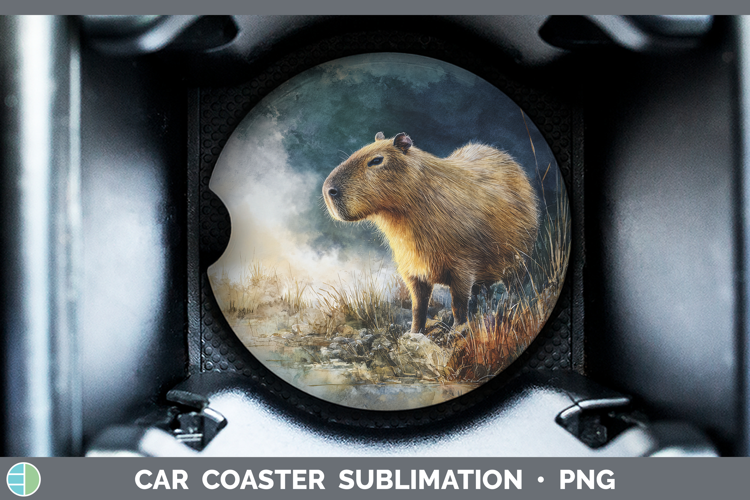 Capybara Safari Sunset Car Coaster Sublimation Design