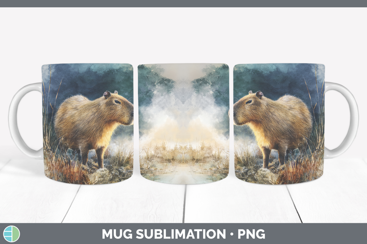 Capybara Safari Sunset Mug Wrap Sublimation Design