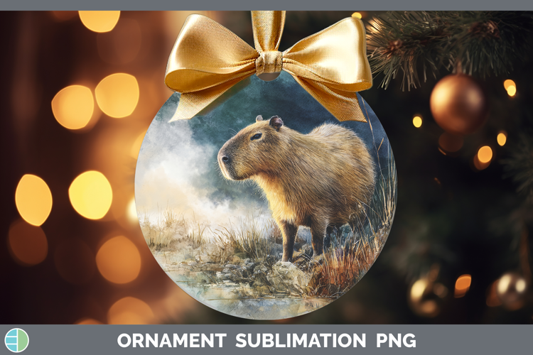 Capybara Safari Sunset Ornament Sublimation Design