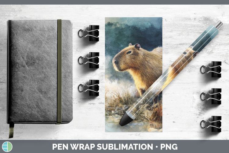 Capybara Safari Sunset Pen Wrap Sublimation Design