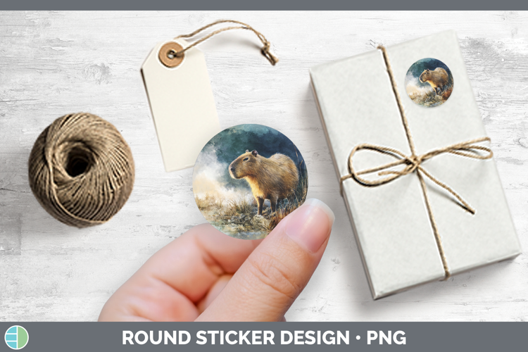 Capybara Safari Sunset Stickers Design