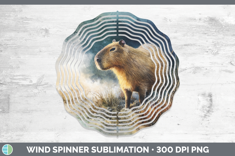 Capybara Safari Sunset Wind Spinner Sublimation Design