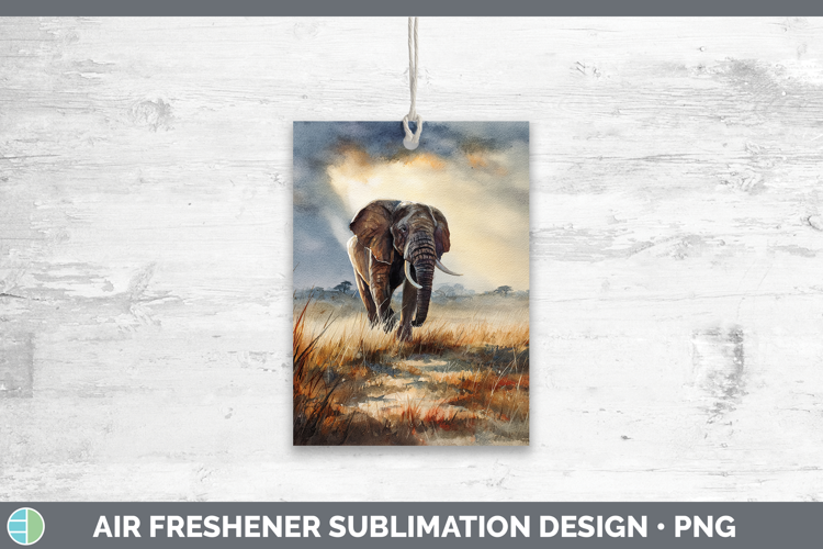Elephant Safari Sunset Air Freshener Sublimation Design