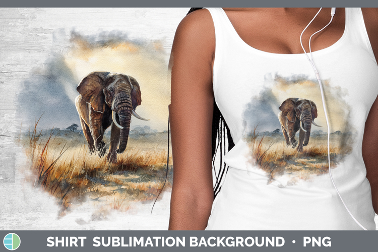 Elephant Safari Sunset Shirt Sublimation Design