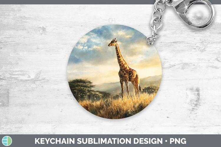 Giraffe Safari Sunset Keychain Sublimation Design