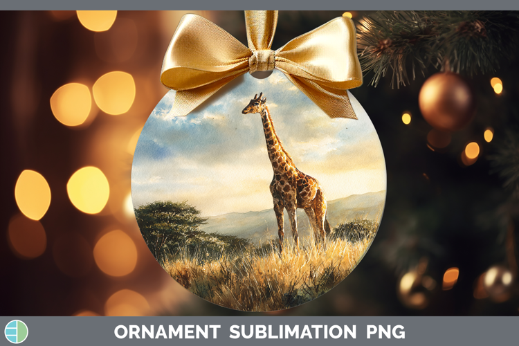 Giraffe Safari Sunset Ornament Sublimation Design