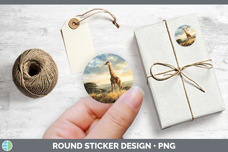 Giraffe Safari Sunset Stickers Design