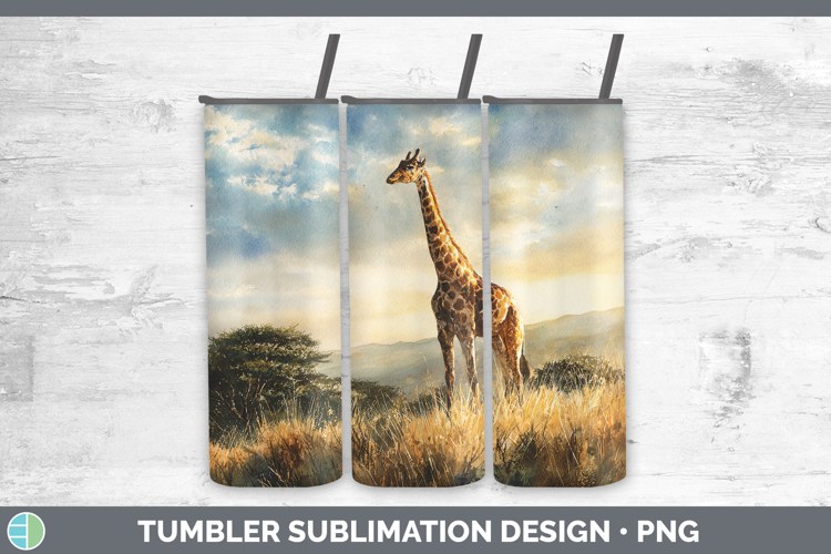 Giraffe Safari Sunset Tumbler Sublimation Design