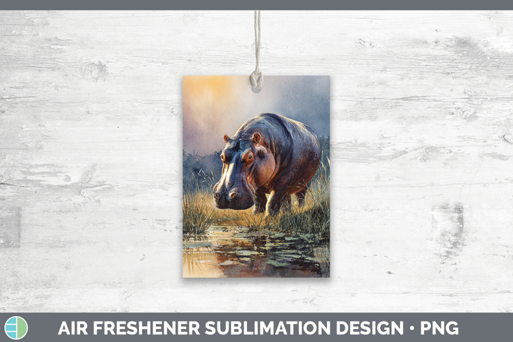 Hippo Safari Sunset Air Freshener Sublimation Design