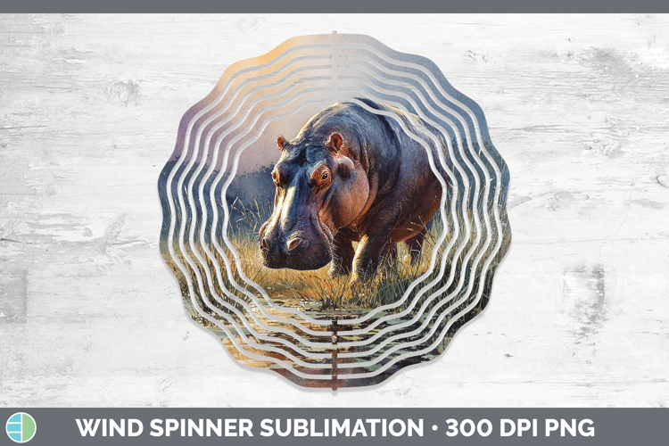 Hippo Safari Sunset Wind Spinner Sublimation Design
