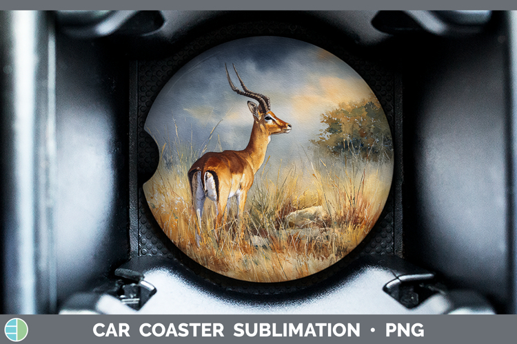Impala Safari Sunset Car Coaster Sublimation Design