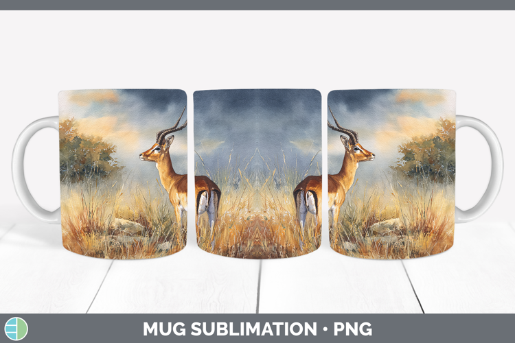Impala Safari Sunset Mug Wrap Sublimation Design