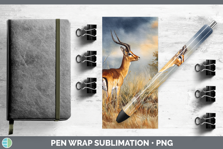 Impala Safari Sunset Pen Wrap Sublimation Design