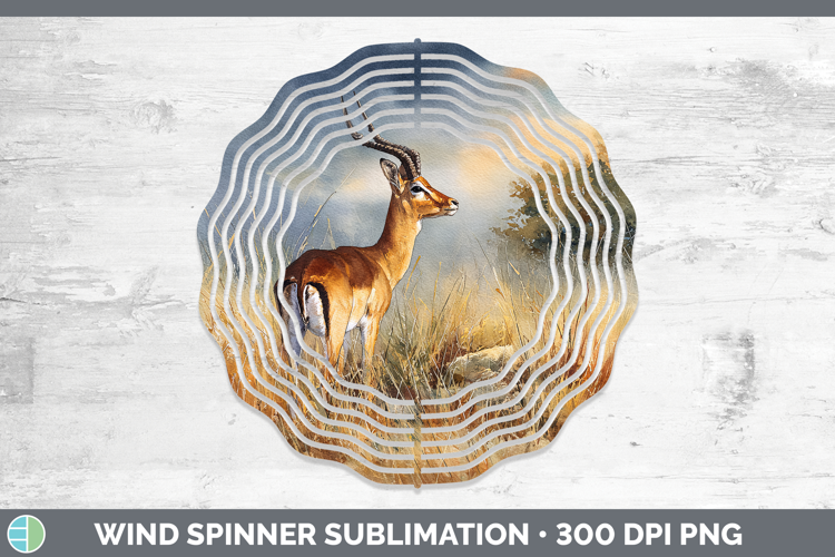 Impala Safari Sunset Wind Spinner Sublimation Design