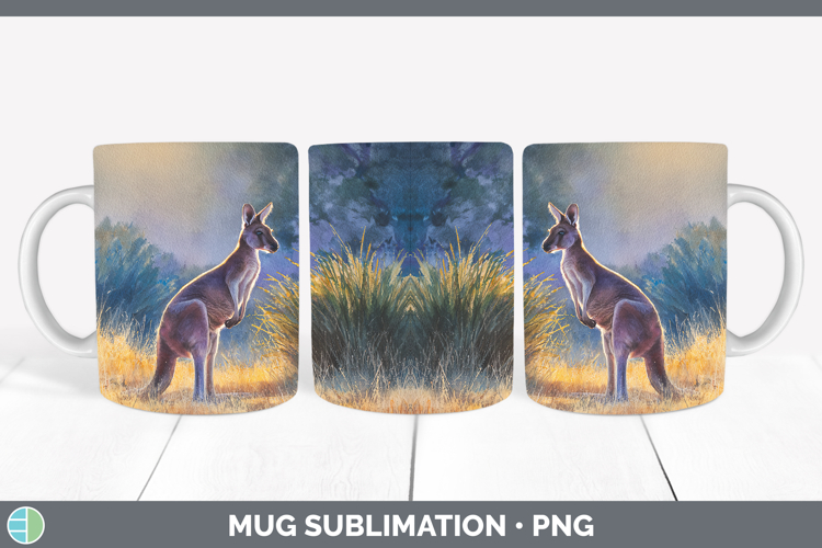 Kangaroo Safari Sunset Mug Wrap Sublimation Design