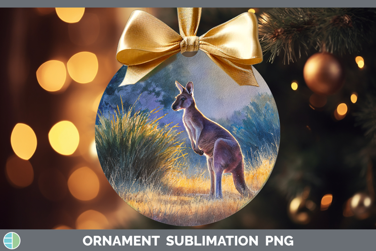 Kangaroo Safari Sunset Ornament Sublimation Design