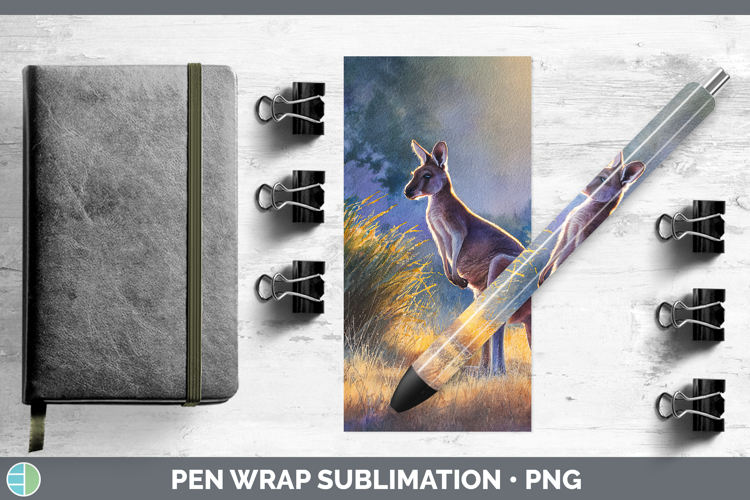 Kangaroo Safari Sunset Pen Wrap Sublimation Design