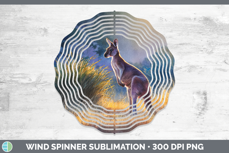 Kangaroo Safari Sunset Wind Spinner Sublimation Design