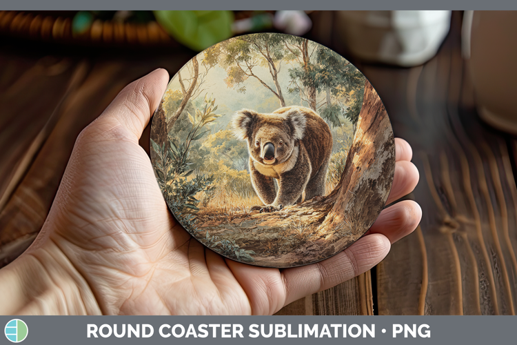 Koala Safari Sunset Round Coaster Sublimation Design