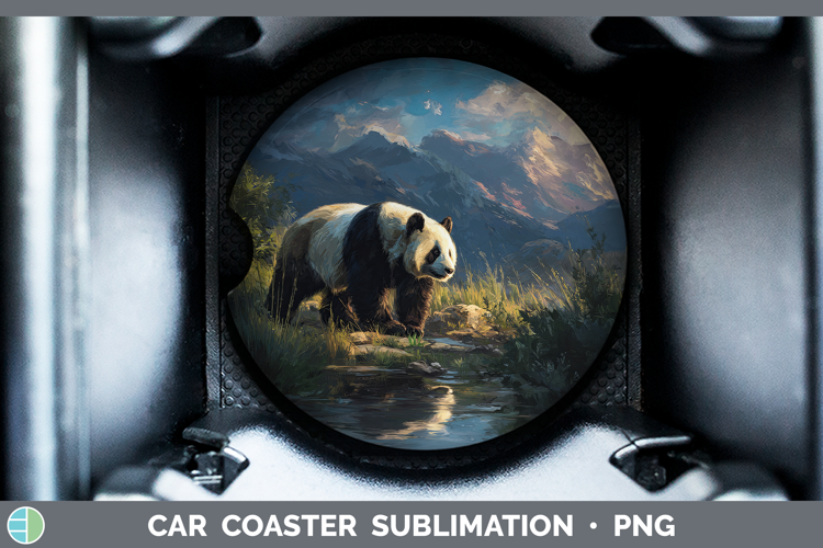 Panda Bear Safari Sunset Car Coaster Sublimation Design