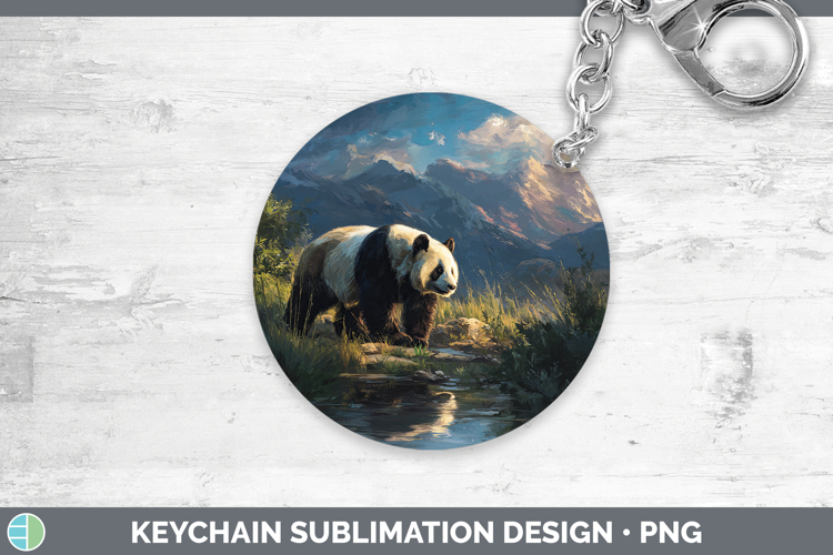 Panda Bear Safari Sunset Keychain Sublimation Design