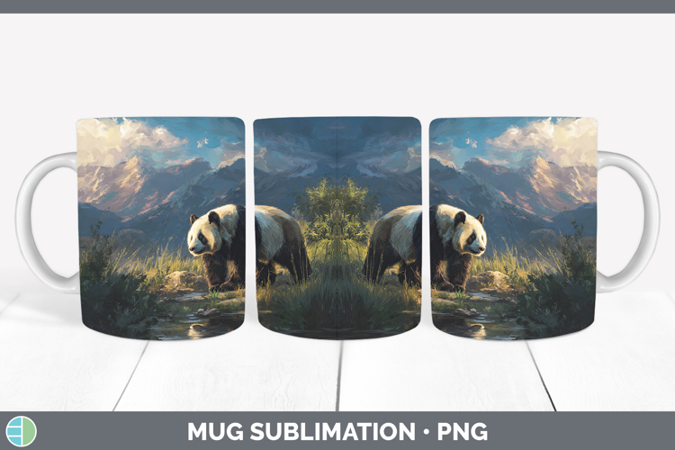Panda Bear Safari Sunset Mug Wrap Sublimation Design