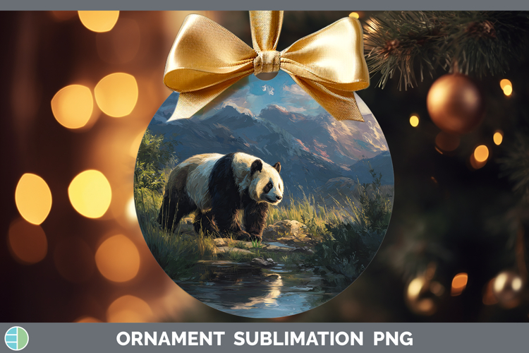 Panda Bear Safari Sunset Ornament Sublimation Design