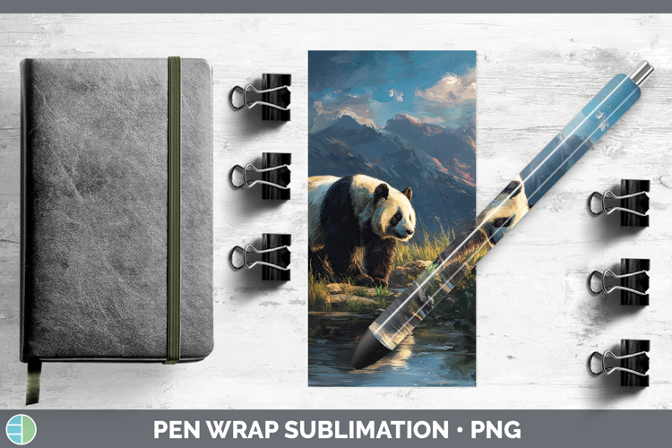 Panda Bear Safari Sunset Pen Wrap Sublimation Design