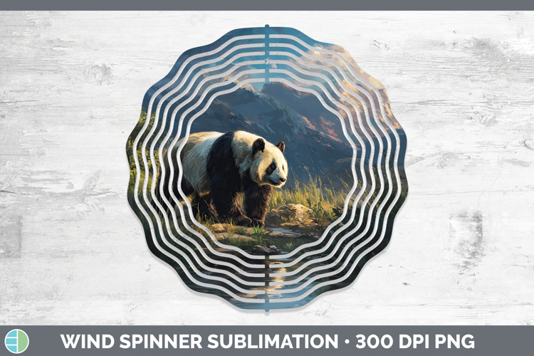 Panda Bear Safari Sunset Wind Spinner Sublimation Design