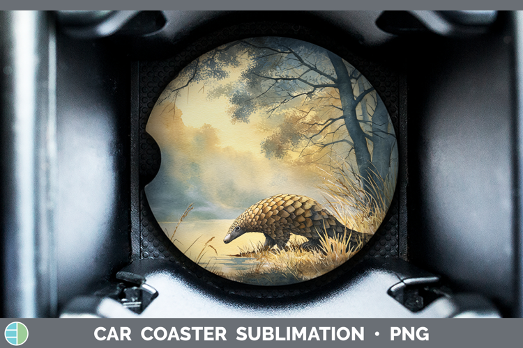 Pangolin Safari Sunset Car Coaster Sublimation Design