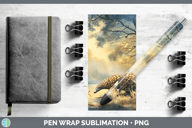 Pangolin Safari Sunset Pen Wrap Sublimation Design