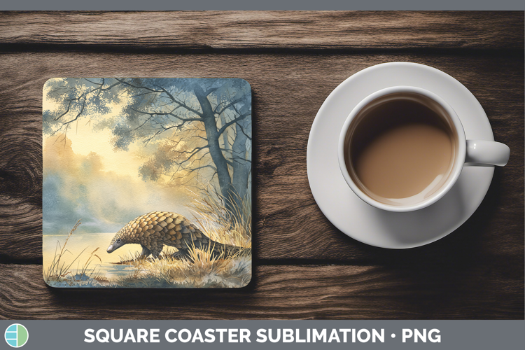 Pangolin Safari Sunset Square Coaster Sublimation Design